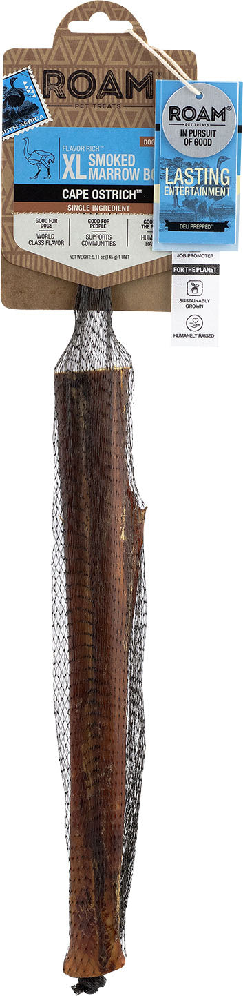 Roam Flavor Rich Smoked Marrow Bone, Ostrich, xl-1 pk - Rawhide/ Body Parts