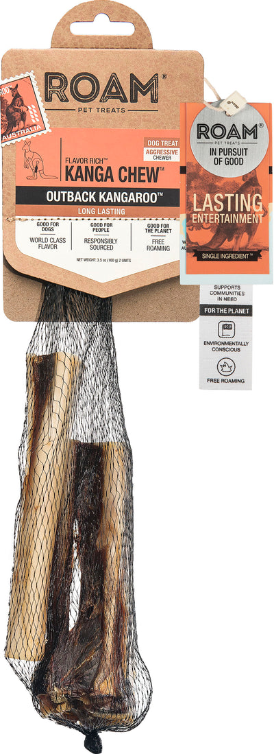 Roam Kanga Chew Knuckle Shin Outback Kangaroo, Kangaroo, 2 pk - Rawhide/ Body Parts