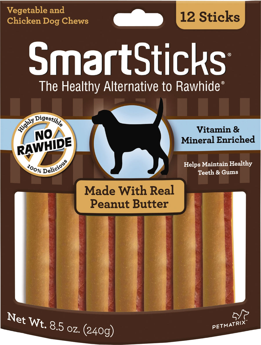 Smartbones Smartsticks, Peanut Butter, 12 pk - Long Lasting Chews