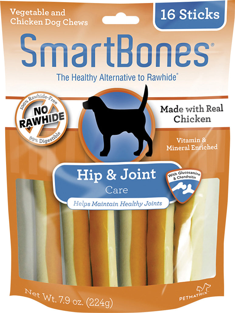 Smartbones Hip & Joint Care Sticks, Chicken/Vegetable, 16 pk - Long Lasting Chews