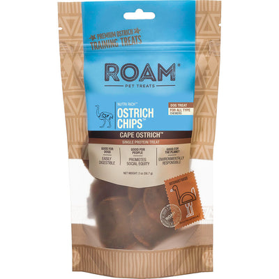 Roam Premium Chips Jerky, Ostrich, 2 oz - Rawhide/ Body Parts
