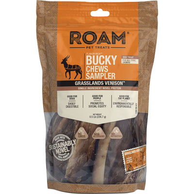 Roam Bucky Bone Value Pack, Venison, 8 oz - Rawhide/ Body Parts