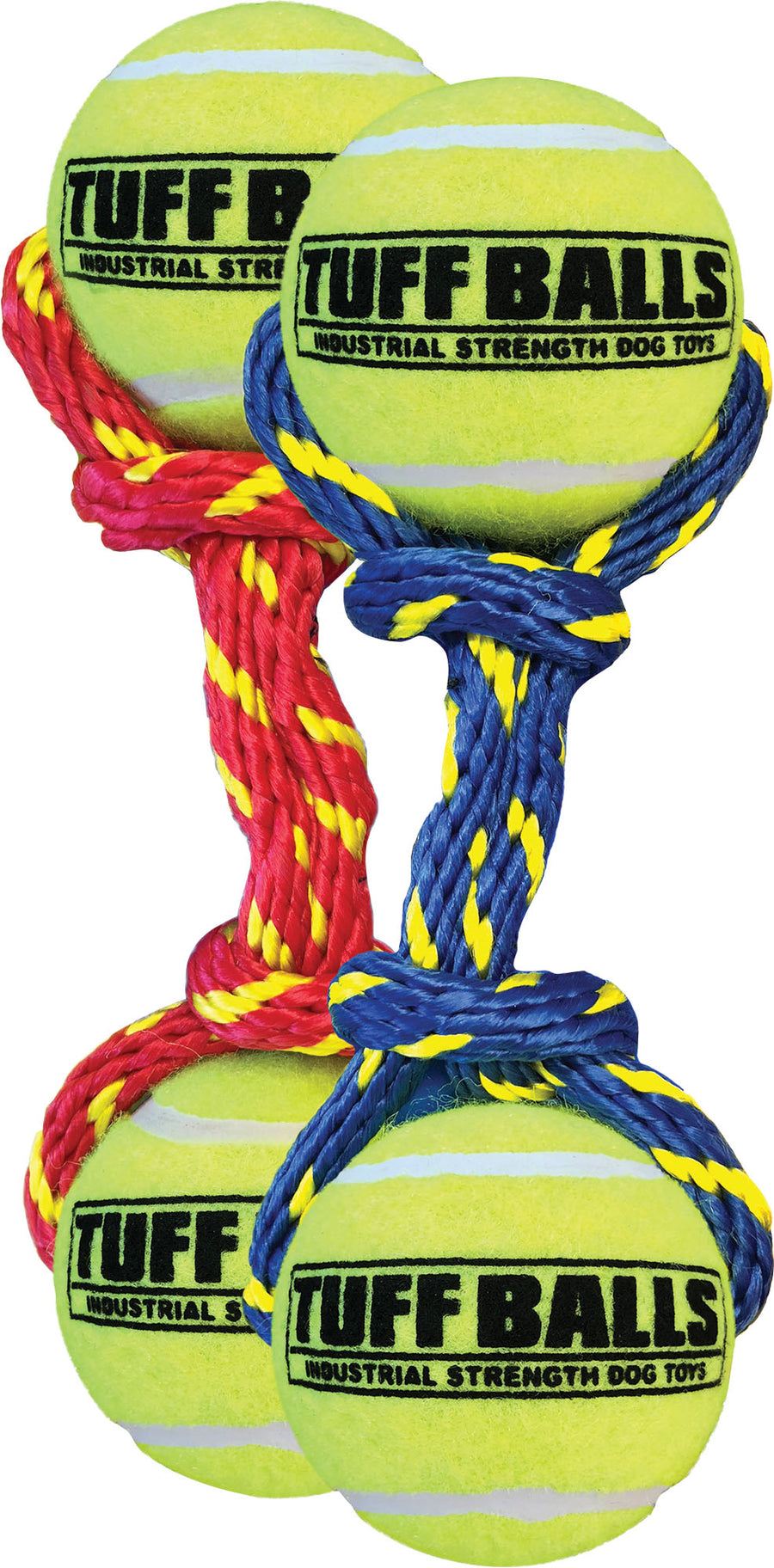 Petsport Tug Max Rope w/ Two Tuff Balls, Yellow, 9 in - Tennis Material
