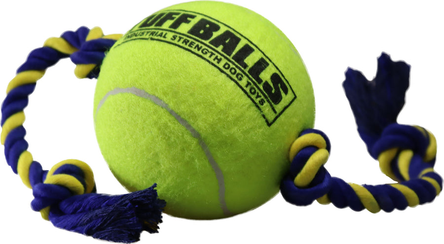 Petsport Giant Tuff Ball Tug Rope w/ Ball, Yellow, 20 in - Tennis Material