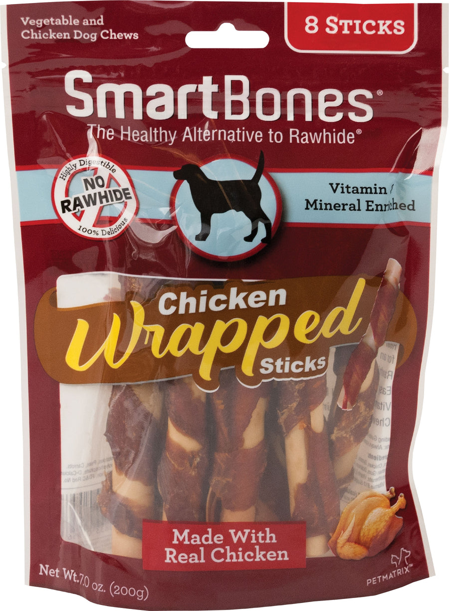 Smartbones Wrapped Sticks, Chicken, 8 pk - Long Lasting Chews