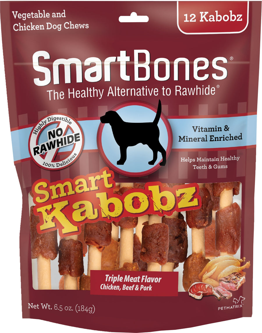 Smartbones Smart Kabobz, Chicken/Beef/Pork, 12 pk - Long Lasting Chews