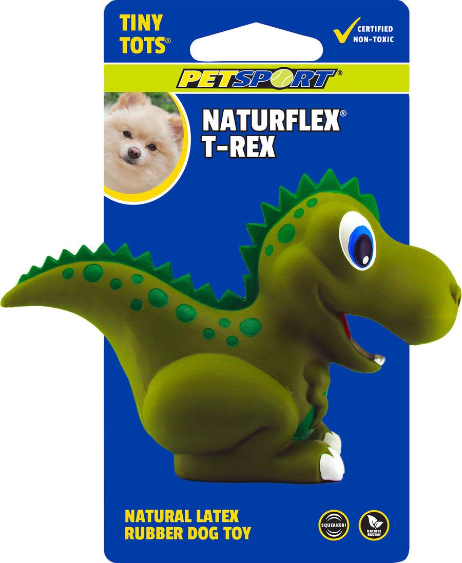Petsport Naturflex T-Rex Latex Dog Toy, Green, lg-9 in