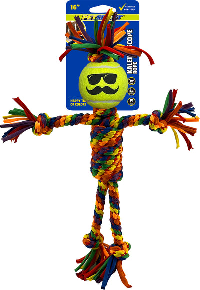 Petsport Kaleidoscope Rope Dude W/Ball, 16 in