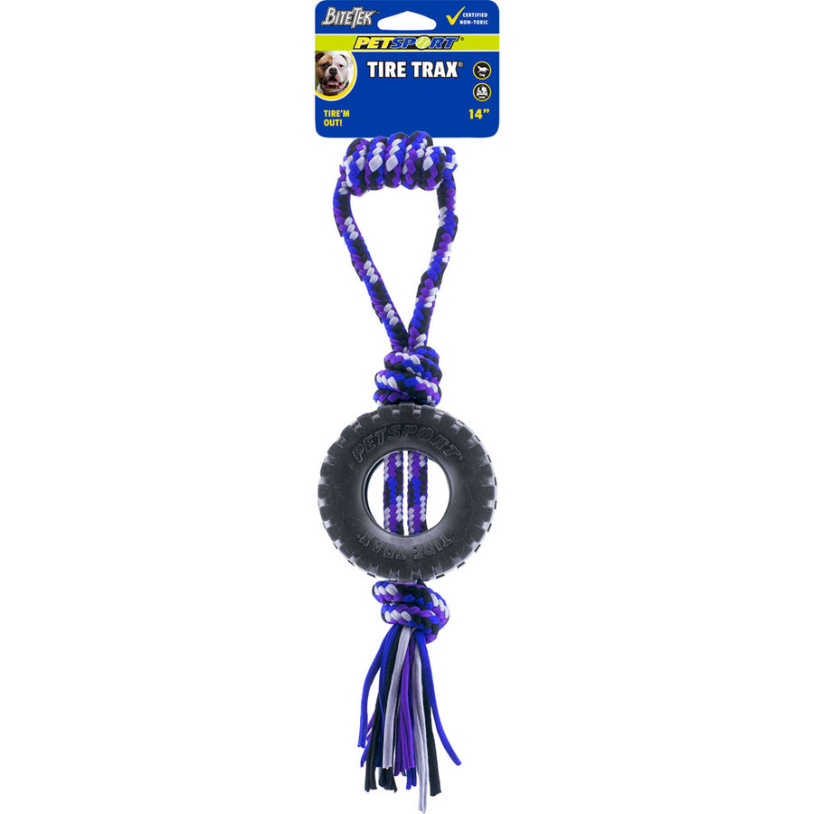 Petsport Tire Trax Handle Tug, md-14 in - Rubber