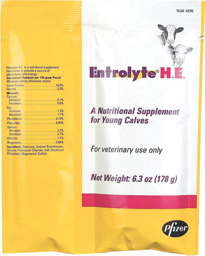 Zoetis Entrolyte H.e. Packets for Young Calves, 178 gm - Scour Treatments