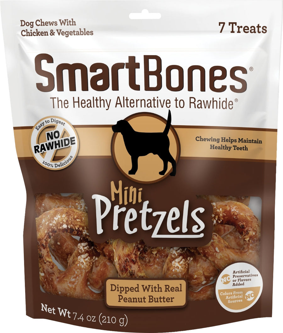Smartbones Dipped Pretzels, Peanut Butter, 7 pk - Long Lasting Chews