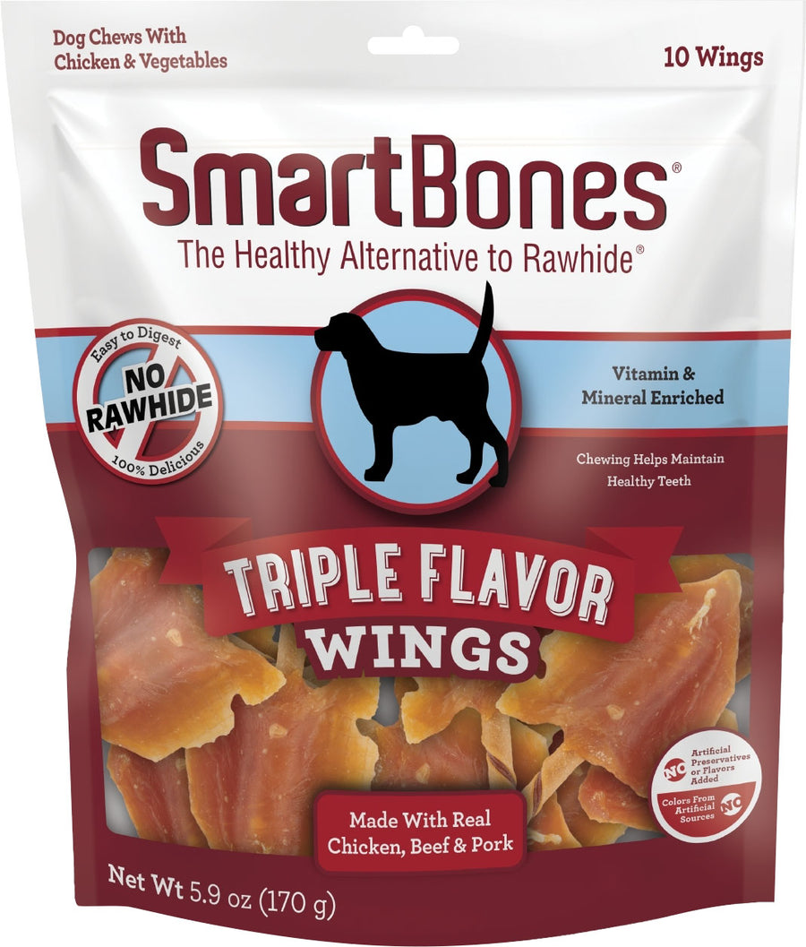 Smartbones Triple Flavor Wings, Chicken, 10 pk - Long Lasting Chews