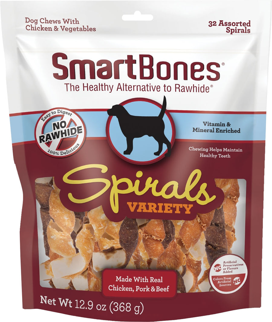 Smartbones Spirals Variety Pack, Assorted, 32 pk - Long Lasting Chews