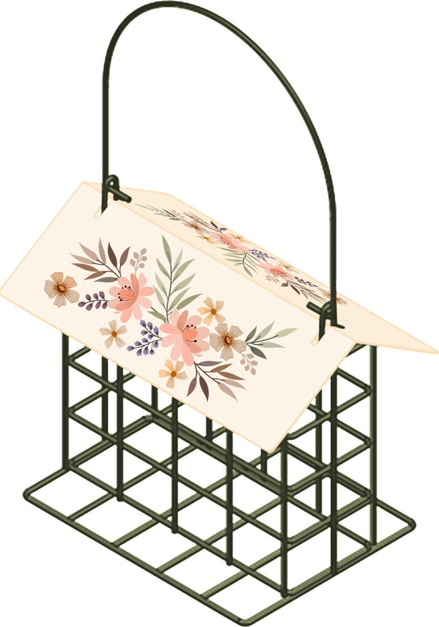 Nature's Way Decorative Metal Suet Cage Bird Feeder W/Roof, Green, 1 Cake - Suet and Seed Cake Feeders