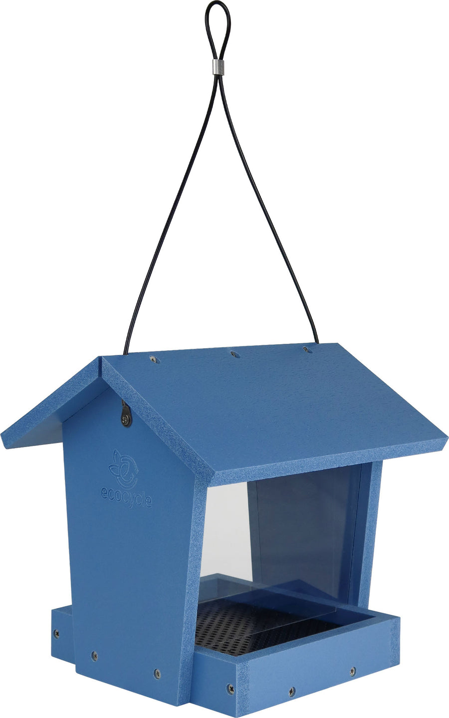 Nature's Way Ecocycle Bird Banquet Hopper Bird Feeder, Blue, 2.15 qt Cap - Hopper Feeders Wooden