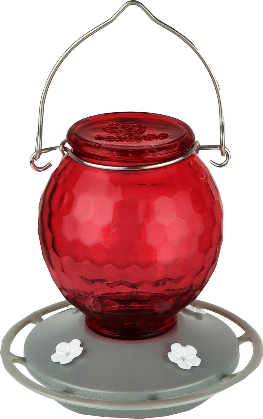 Nature's Way Ecocycle Crimson Comb Glass Hummingbird Feeder, Red, 16 oz - Hummingbird Feeder-Glass