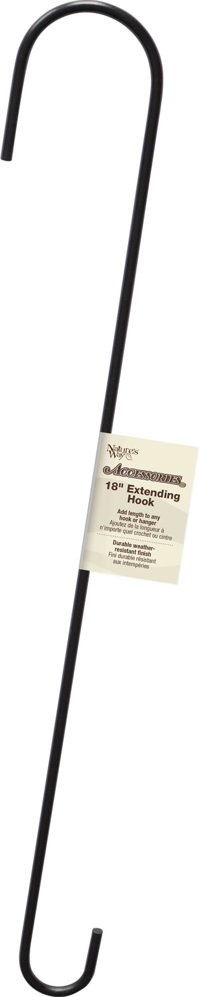 Nature's Way Metal Extending Hanging Hook, Black, 18 in - Hooks-Tree