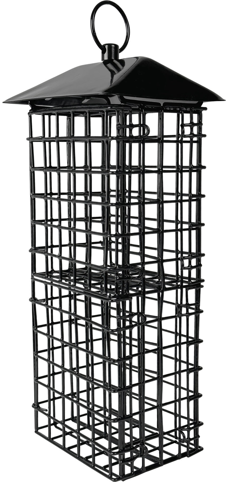 Nature's Way Metal Suet Cage Bird Feeder w/ Roof, Black, 4 Cake Cap - Suet and Seed Cake Feeders