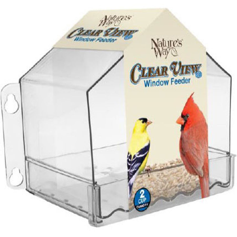 Nature's Way Clear View Window Feeder, Clear, 2 Cup Cap - Window Feeders-Seed