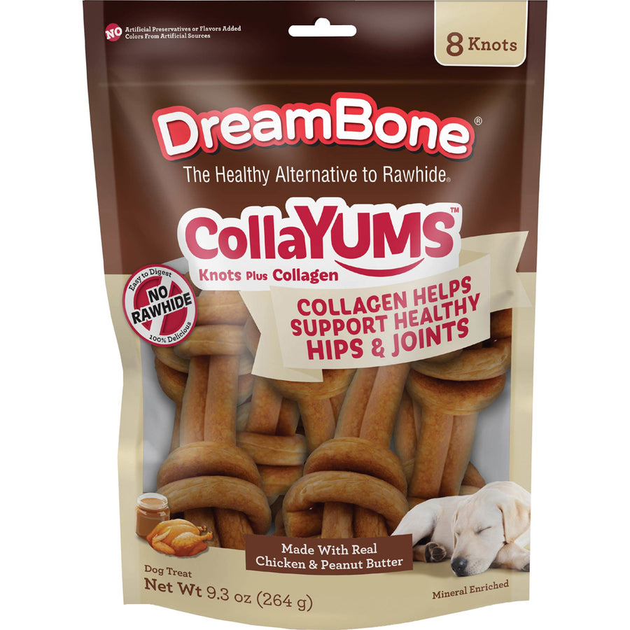 Dreambone Collayums Knots, Chicken/Peanut Butter, 8 ct - Long Lasting Chews