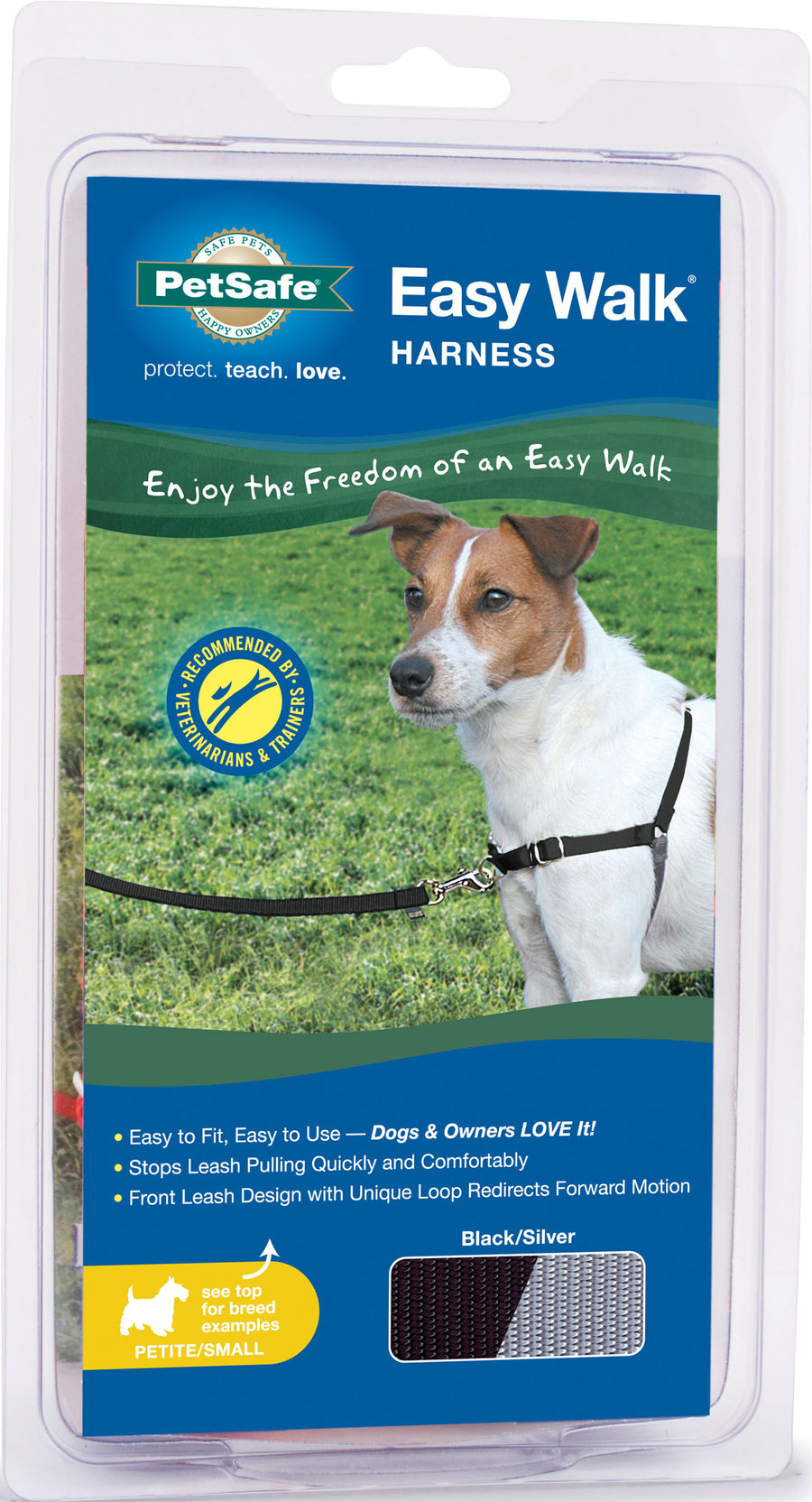 Petsafe Easy Walk Dog Harness, Black/Silver, Petite/SM - Harnesses