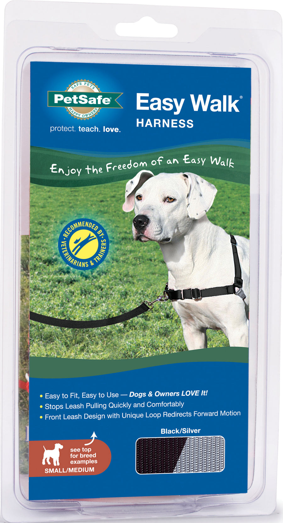 Petsafe Easy Walk Dog Harness, Black/Silver, SM/MD - Harnesses