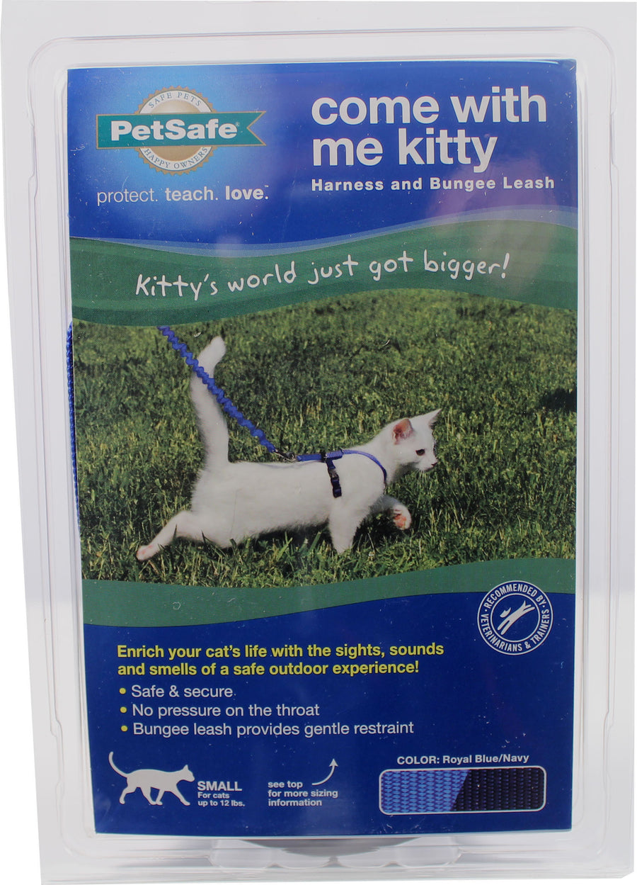 Petsafe Come with Me Kitty Cat Harness & Bungee Leash, Royal Blue, SM - Harnesses