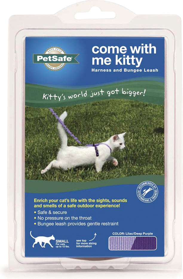 Petsafe Come with Me Kitty Cat Harness & Bungee Leash, Lilac, SM - Harnesses