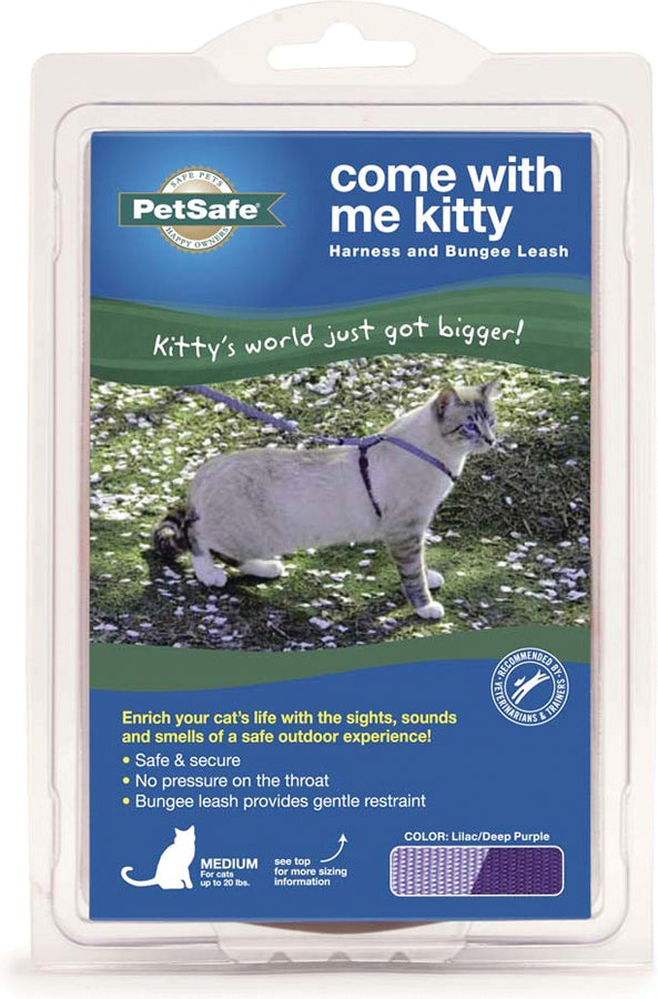 Petsafe Come with Me Kitty Cat Harness & Bungee Leash, Lilac, MD - Harnesses
