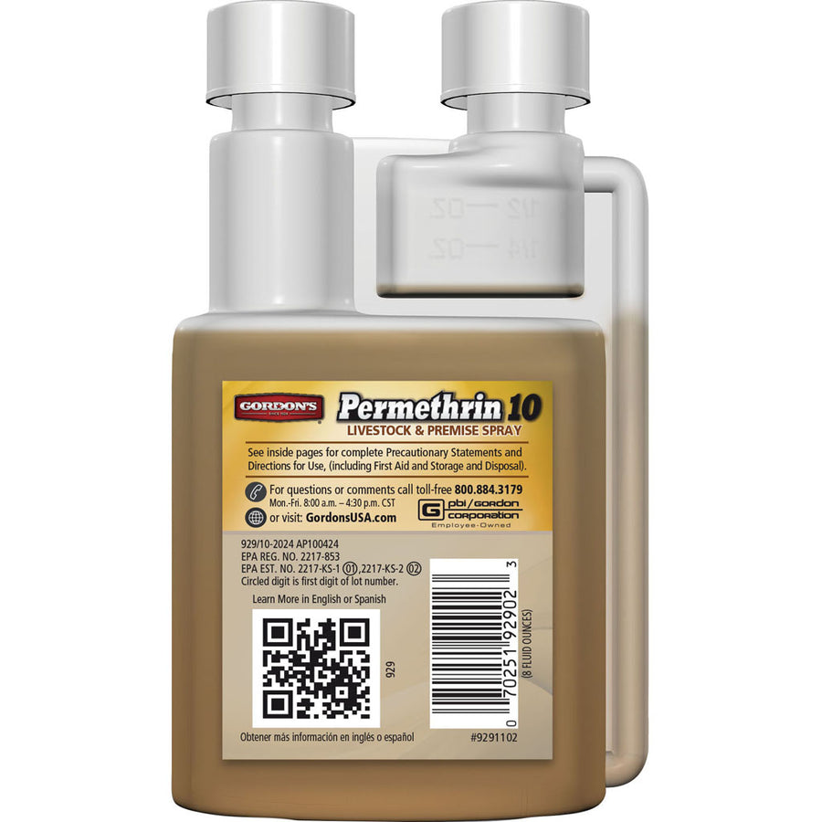 Gordon's Permethrin 10 Livestock & Premise Spray, 8 oz - On Animal Concentrate