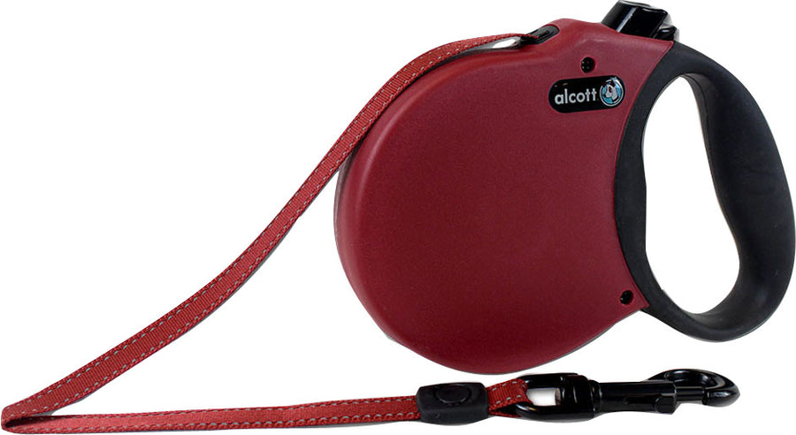 Alcott Adventure Retractable Belt Leash, Red, lg-16 ft - Retractable Leads