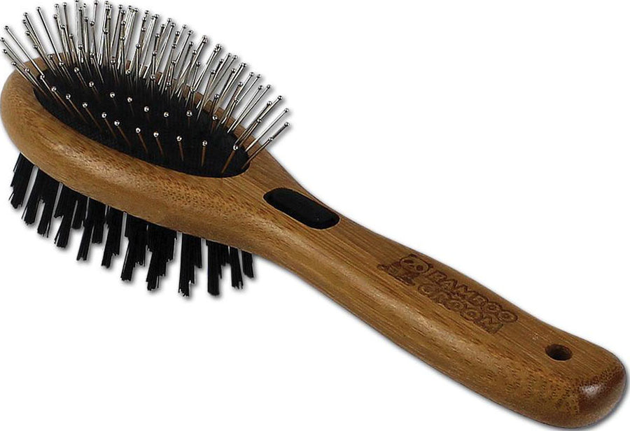 Bamboo Groom Combo Brush W/Bristles & Pins, SM - Tools