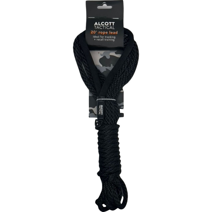 Alcott Tactical Rope Leash, Black, 30ft - Nylon Leads