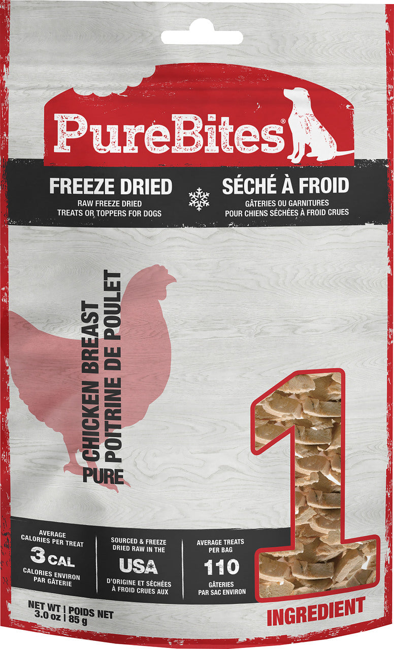 Purebites Freeze Dried Dog Treats, Chicken Breast, 3 oz - Pet