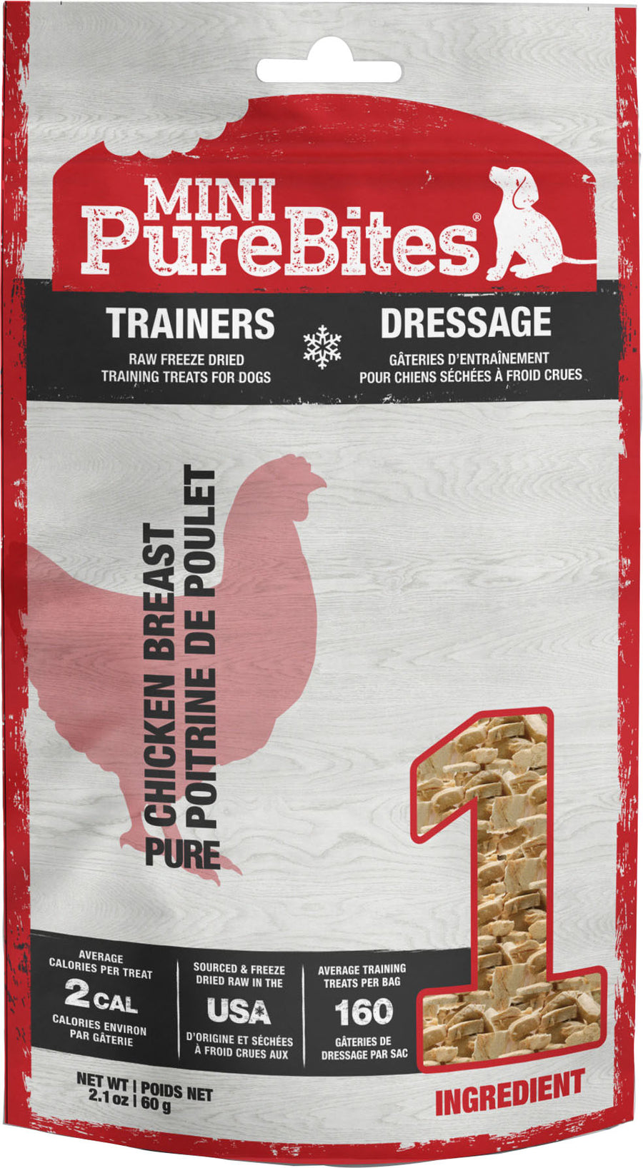 Purebites Freeze Dried Mini Trainers Dog Treats, Chicken Breast, 2.1 oz - Pet