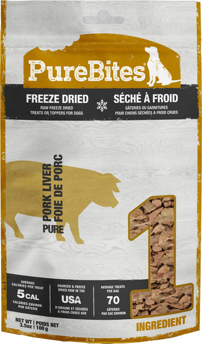 Purebites Freeze Dried Dog Treat, Pork Liver, 3.5 oz - Pet