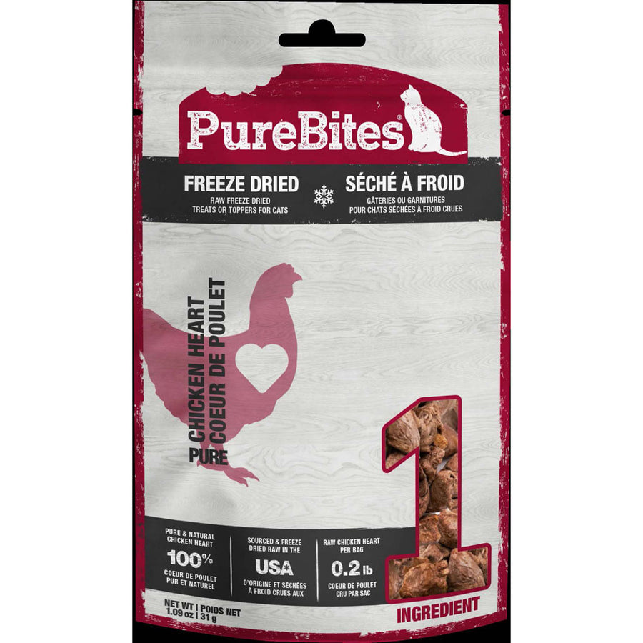 Purebites Freeze Dried Cat Chicken Heart, 1.09oz-31 g - Pet