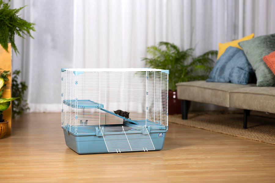 Prevue Pet Small Animal Home Universal Bungalow, Blue/White, 27x17.5x23 in - General Cage