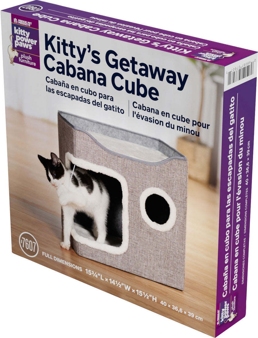 Prevue Pet Kitty's Getaway Cabana Cube, Gray, 15.75x14.5x15.5 in - Climbers