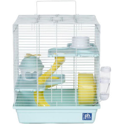 Prevue Pet Hamster Haven 3-Story Happy Home Cage, Blue/Yellow/White, 13.8x10.75x16 in - General Cage