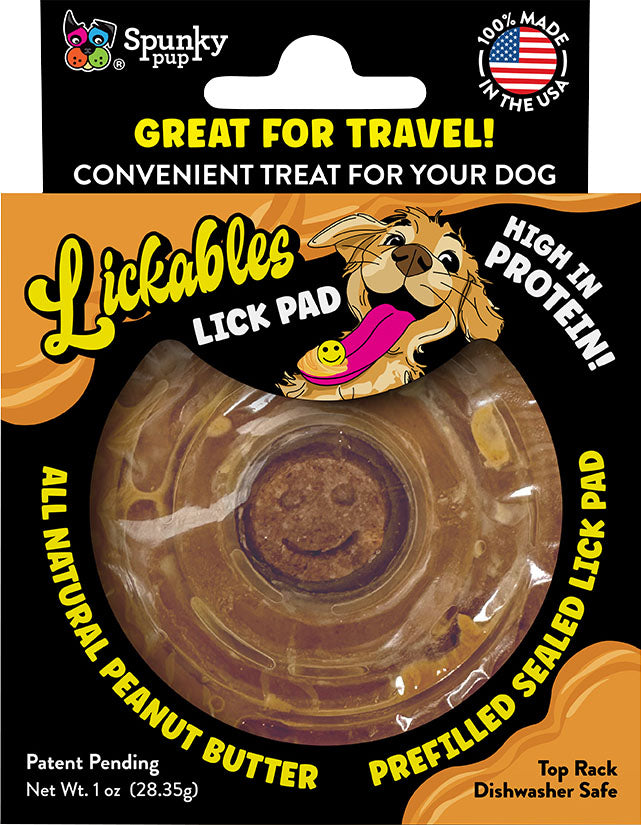 Spunky Pup Spunkypup Lickables Filled Lick Pad Round, Peanut Butter, 1 pk - Specialty Feeders