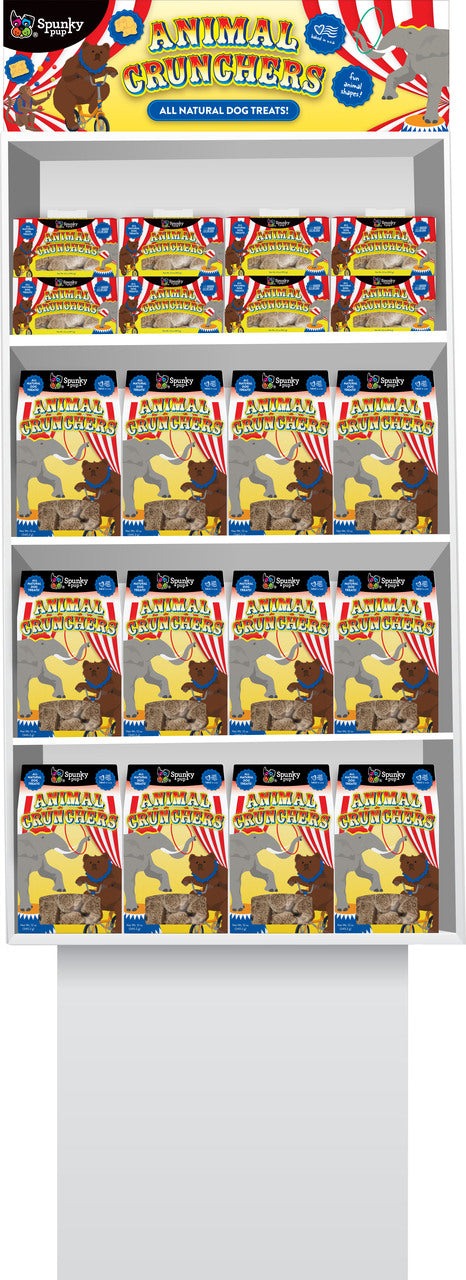 Spunky Pup Spunkypup Animal Crunchers Dog Treat Display, 56 pc - Edible Bones & Biscuits