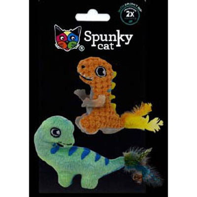 Spunky Cat Dinos Plush Cat Toy, 2 pk - Catnip
