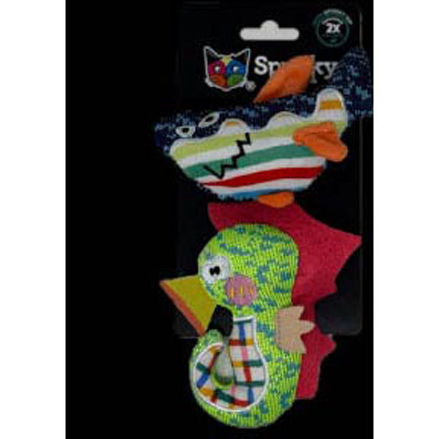 Spunky Cat Fun Fabrics-Shark&seahorse Plsh Cat Toy, 2 pk - Catnip