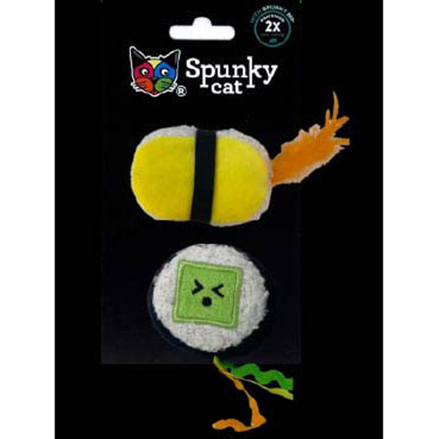 Spunky Cat Sushi - Egg & Roll Plush Cat Toy, 2 pk - Catnip