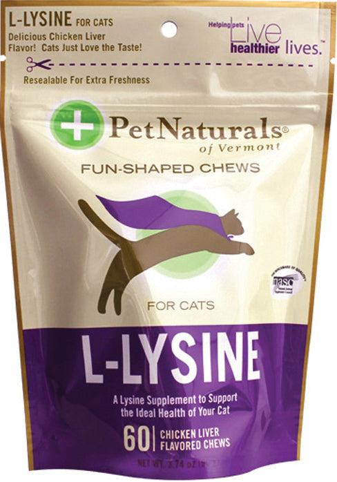 Pet Naturals L-Lysine Cat Chews, Chicken Liver, 60 ct - Supplements