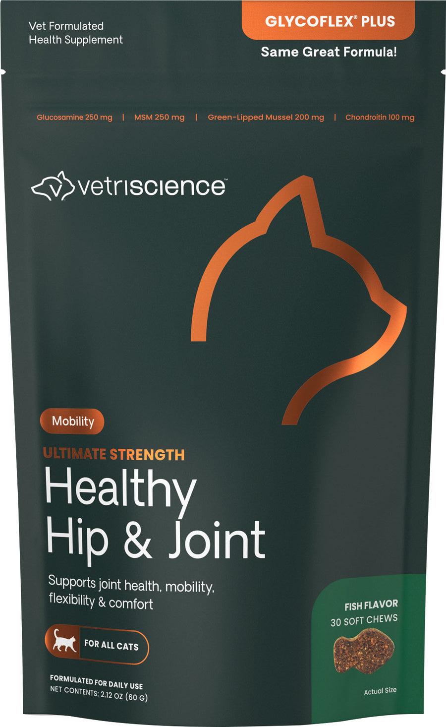 Vetri Science Glycoflex Plus Joint Support Cat Chews, Fish, 30 ct - Supplements