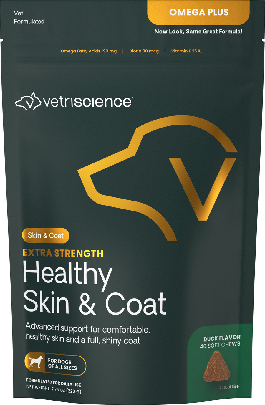Vetri Science Omega Plus Dog Chews, Duck, 40 ct - Skin Relief