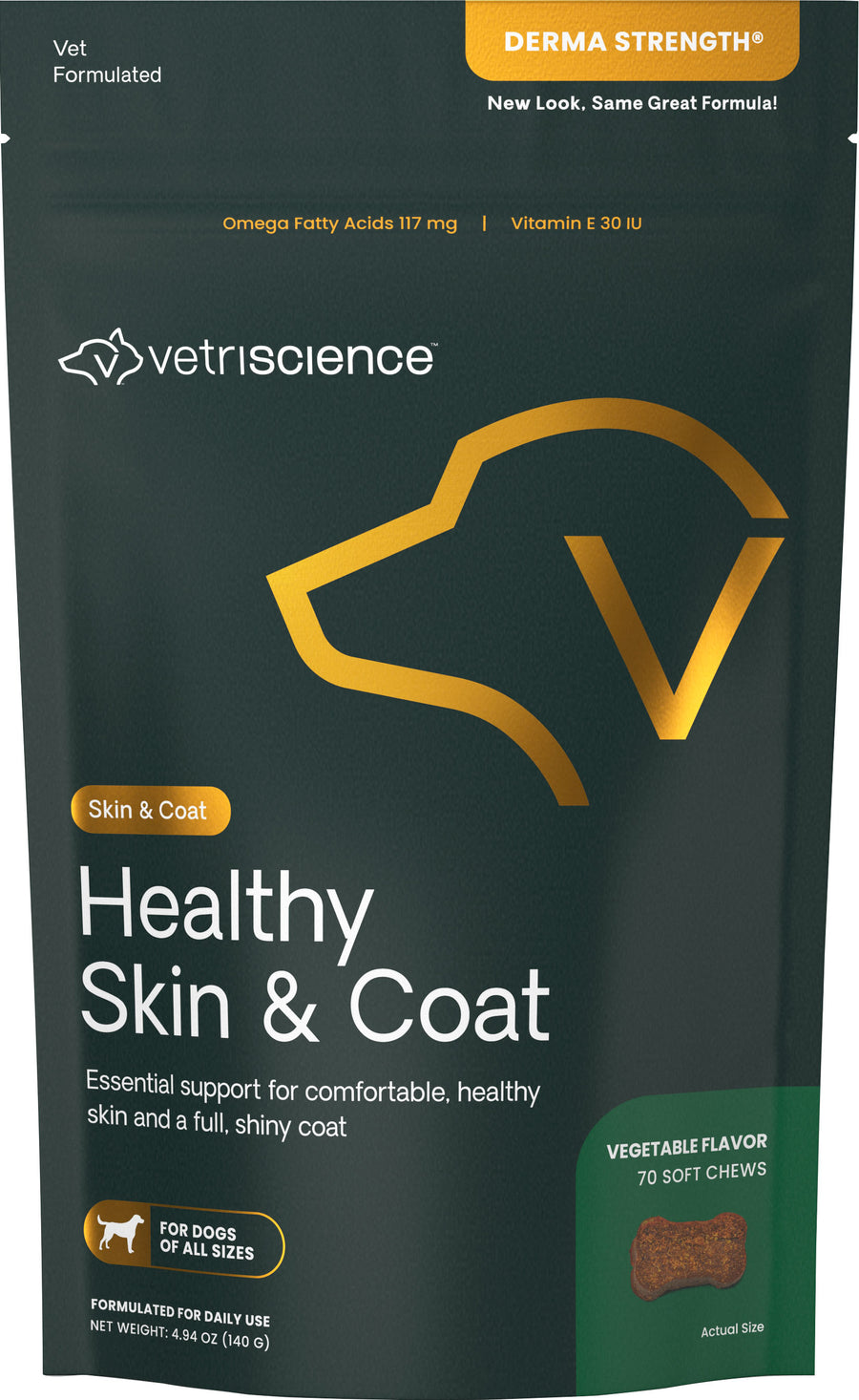 Vetri Science Vetriscience Skin & Coat Dog Chews, Vegetable, 70 ct - Skin Relief
