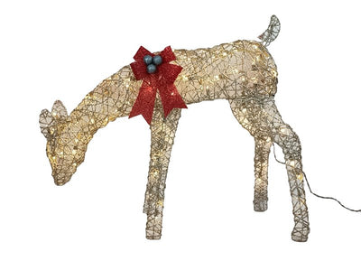 Santas Forest 36087 Rattan Reindeer Feeding Doe Yard Decor